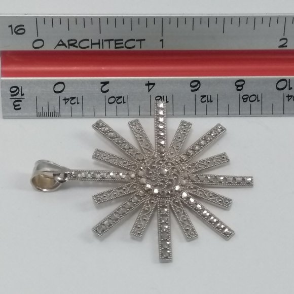 Solid14k White Gold 585 Diamond Cut Snowflake Pendant 1.77" - Picture 11 of 11
